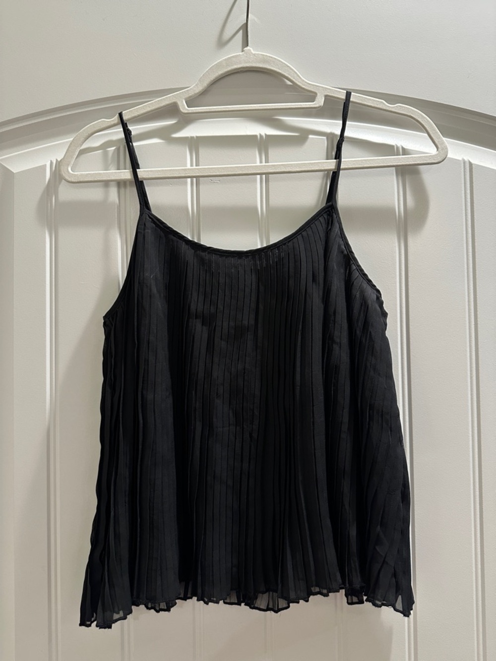 Forever 21 Black Pleated Spaghetti Strap Top